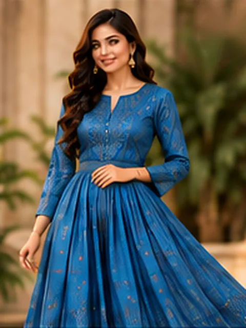 Royal blue western maxi dress